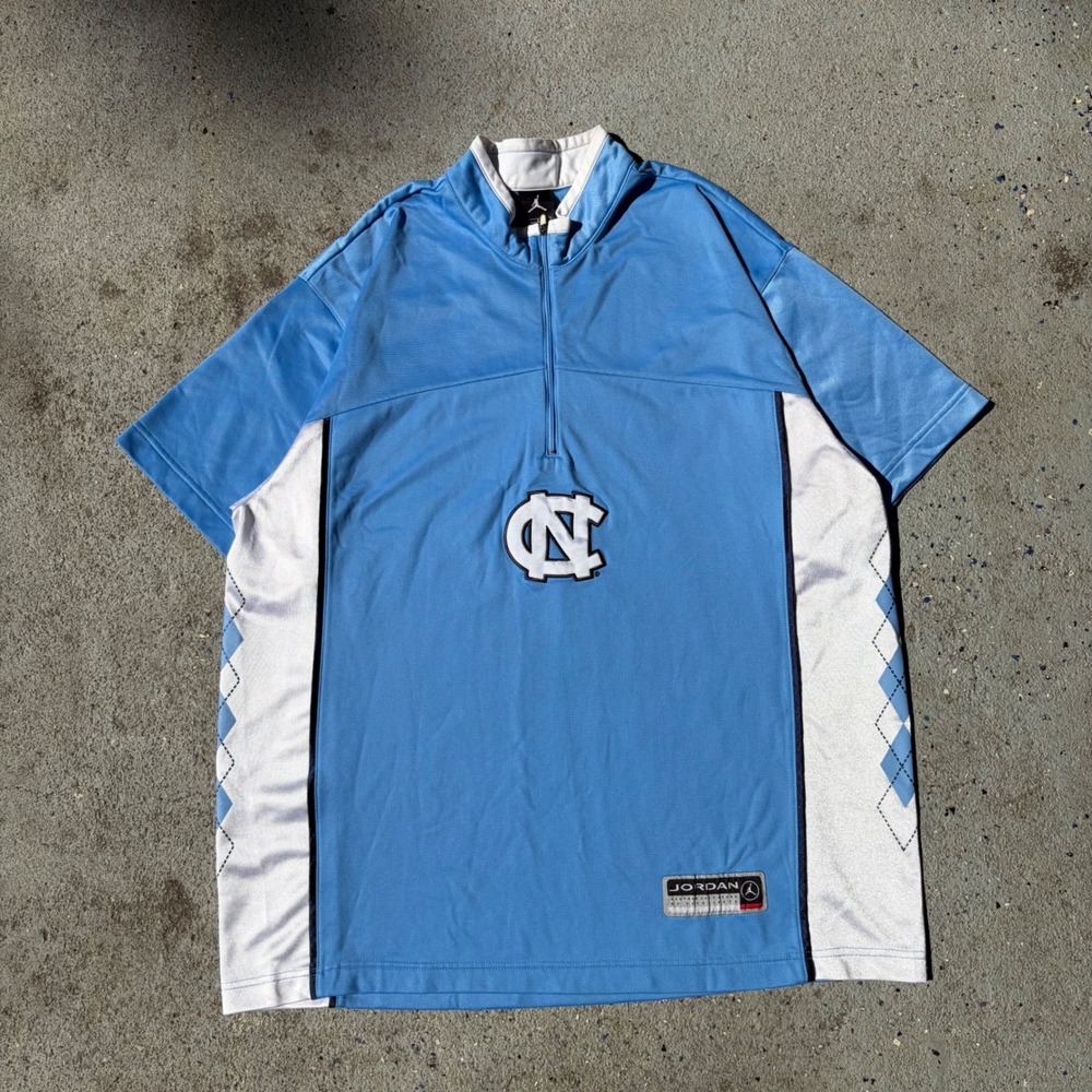 Jordan Brand UNC Tar Heels Quarter Zip Short Sleeve Shooting Shirt Blue Large